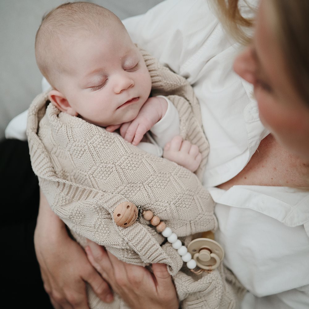 Mushie Knitted Baby Blanket Honeycomb Beige